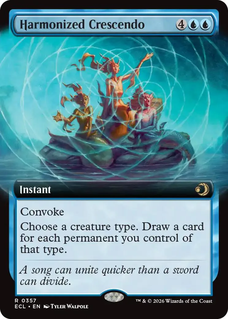 Card art depicts multiple figures in a vibrant, swirling blue and green scene.