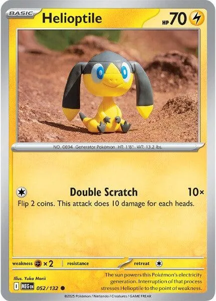 Yellow and black creature on brown dirt, Pokémon card, basic type.