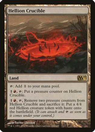 Red and black land card art depicting a fiery, chaotic landscape.