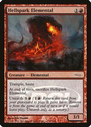 Dark elemental creature with fiery glow on a Magic: The Gathering card.
