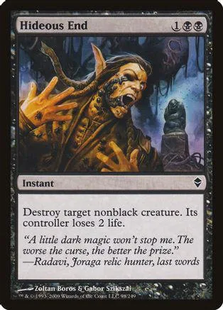 Dark, monstrous figure on a Magic: The Gathering card, "Hideous End.