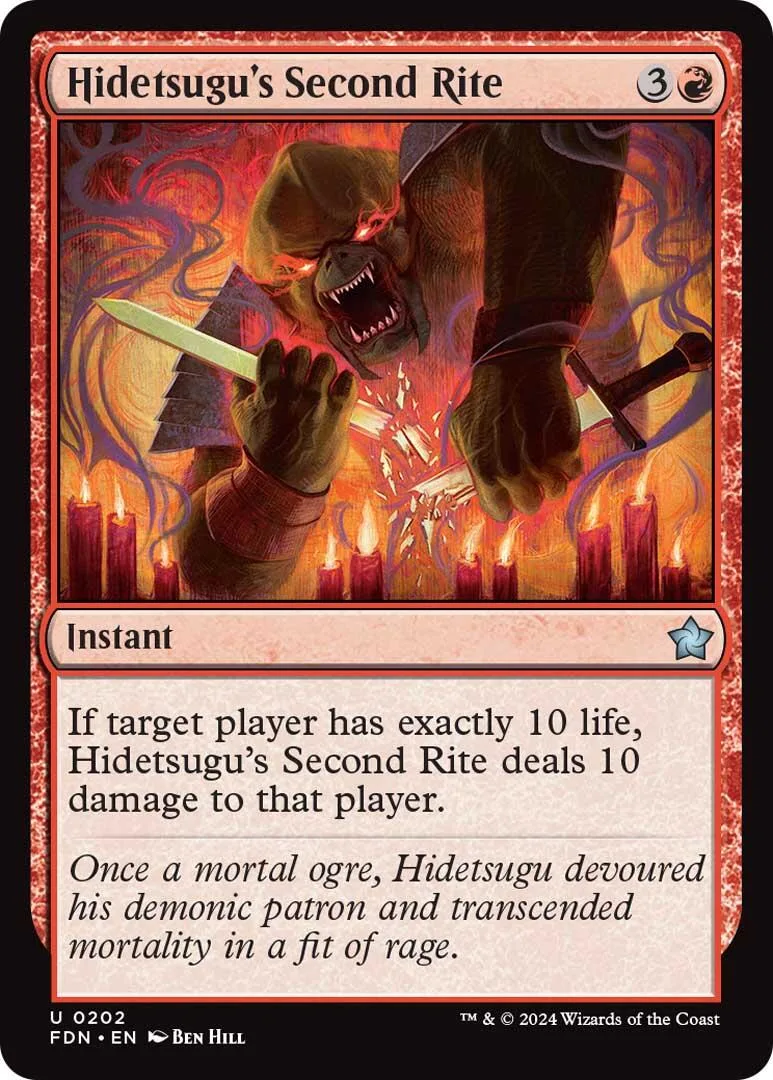Card art depicts a monstrous figure wielding a sword over burning candles.