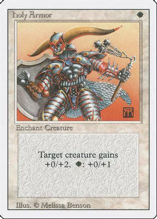Red and blue armored figure with horns on a Magic: The Gathering card.