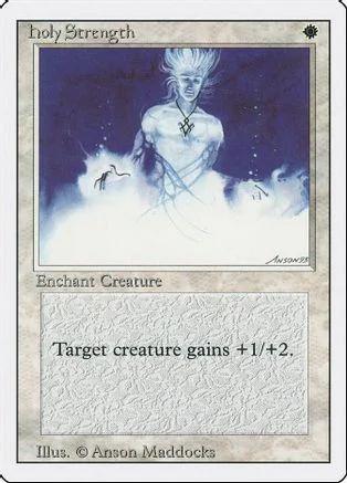 White and blue card featuring a pale, ethereal figure with a cross necklace.