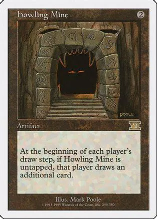 Stone mine entrance with glowing orange eyes in dark cavern. Magic: The Gathering card.
