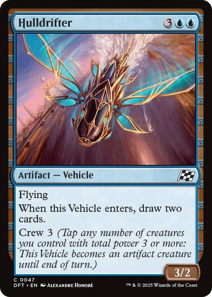 Blue and orange dragon-like creature on a Magic: The Gathering card.