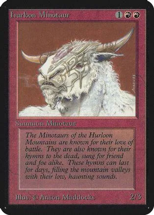 Minotaur creature card art, white and brown tones, showing a horned beast.