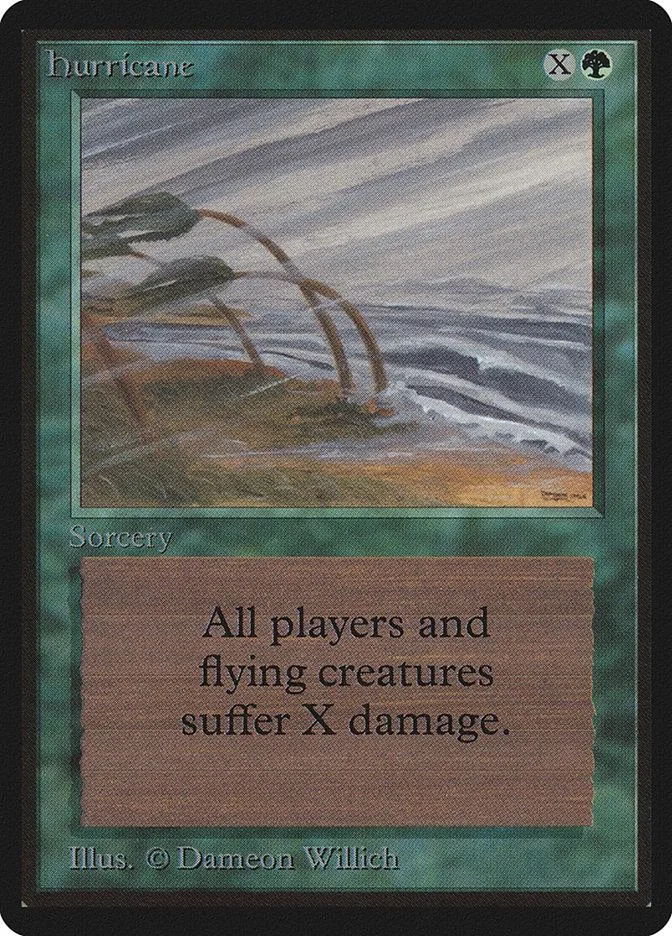 Magic: The Gathering Hurricane card art showing ocean waves and grasses.