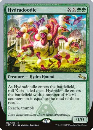 Card art shows colorful, mythical hydra-like creatures in a vibrant outdoor scene.
