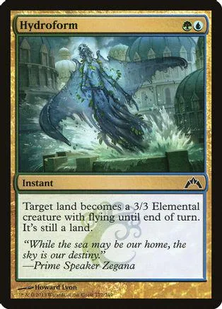 Blue dragon creature on a fantasy landscape card. Instant spell.
