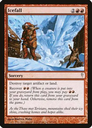 Icefall card art: figure in orange gear in snowy, icy landscape.