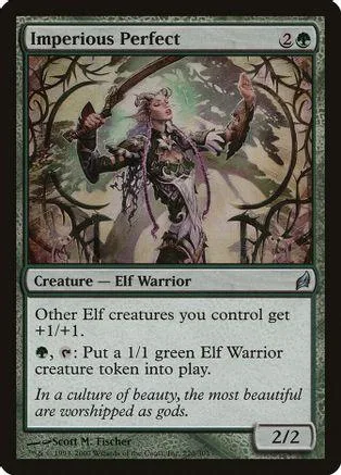 Elf warrior card art, featuring a woman with a sword, on a black and white card.