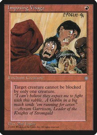 Hooded figure and monstrous face on a Magic: The Gathering card.