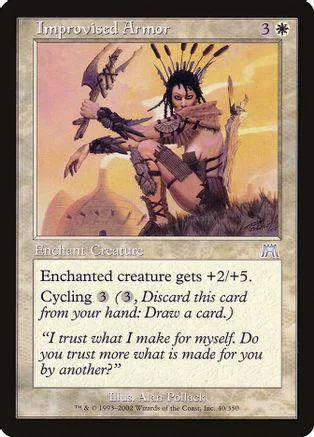 Dark-haired warrior in tribal attire on a fantasy card with orange sky.