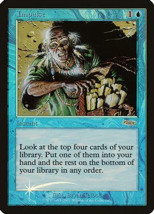 Green ape-like creature on card art. Black and green tones. Impulse card.