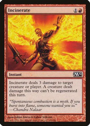 Fire elemental figure engulfed in flames on a Magic: The Gathering card.