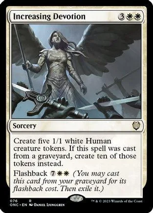 Angel figure with wings over a battlefield scene on a Magic: The Gathering card.
