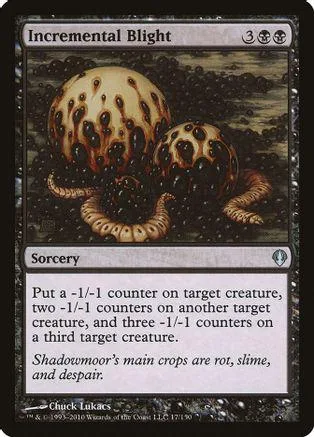 Spherical, spotted creatures on dark, earthy background. Magic: The Gathering card.
