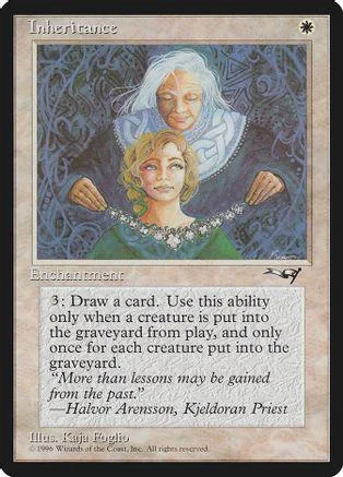 Card art shows two figures, one older, one younger, against a blue background.