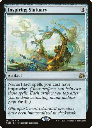 Blue and green fantasy scene with figures in a circular arrangement on a Magic card.