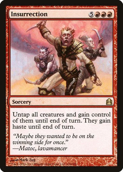 Fantasy warriors in battle on a Magic: The Gathering card.
