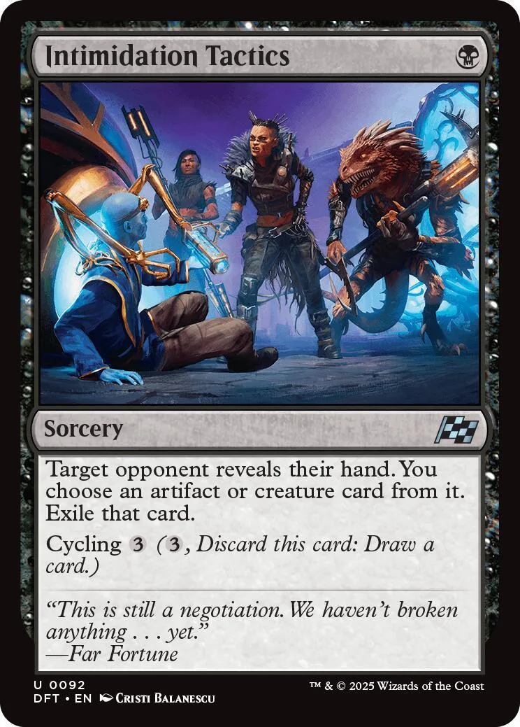 Magic: The Gathering card art showing blue mage, warrior, and monstrous creature.