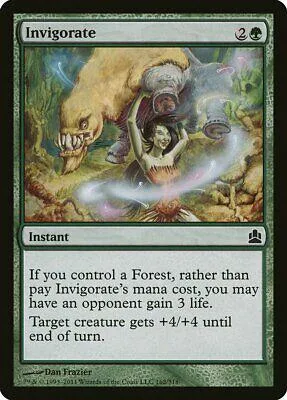 Card art shows a large beast over a woman in a forest setting.