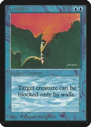 Magic: The Gathering card, "Invisibility," featuring a silhouette against a sunset.