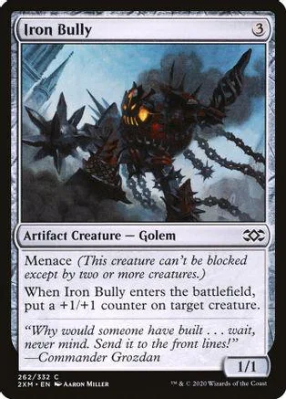 Dark, spiky golem creature card art with blue and black tones.