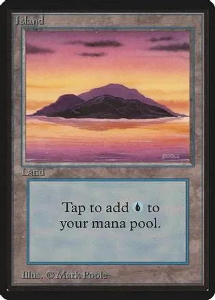 Landscape card art showing purple mountains at sunset. Island land type.