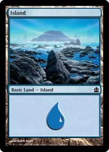 Blue water island landscape on a Magic: The Gathering card.
