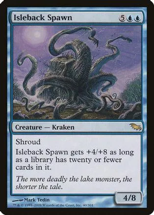 Large, dark kraken creature on a purple and blue fantasy card.
