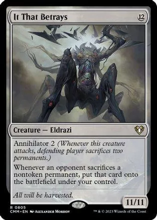 Dark, monstrous creature on a black and gray Magic: The Gathering card.