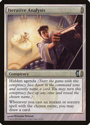 Card art depicts man with book, titled "Iterative Analysis.