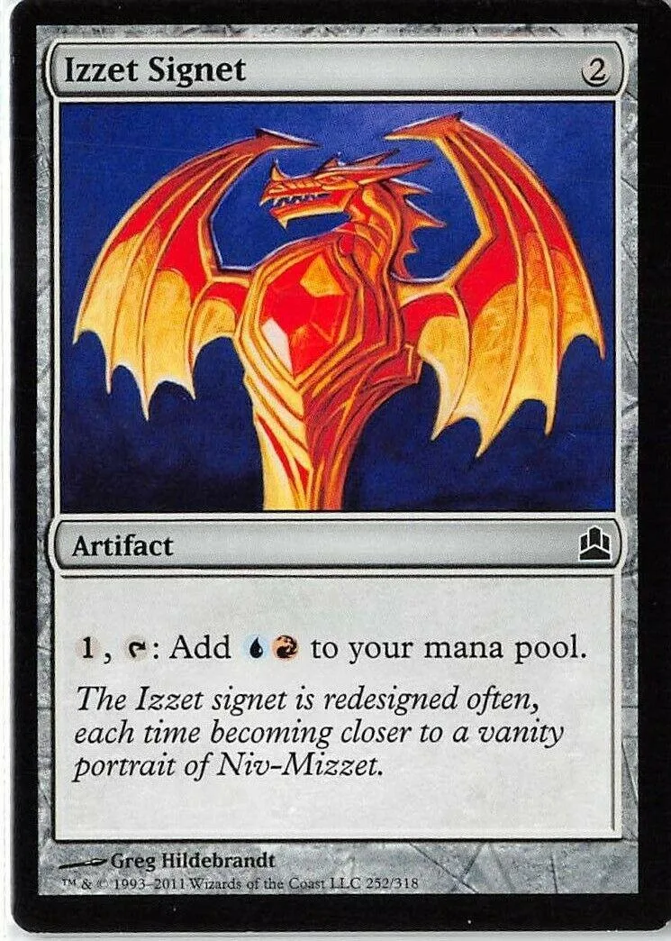 Red and gold dragon artwork on a Magic: The Gathering card.