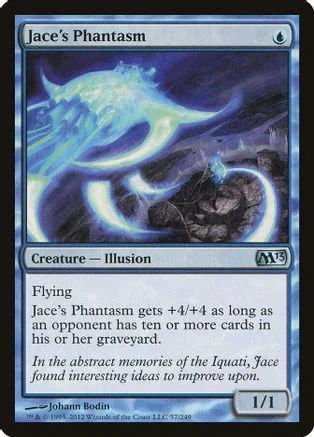 Blue and white creature card art featuring a glowing, ethereal phantom.