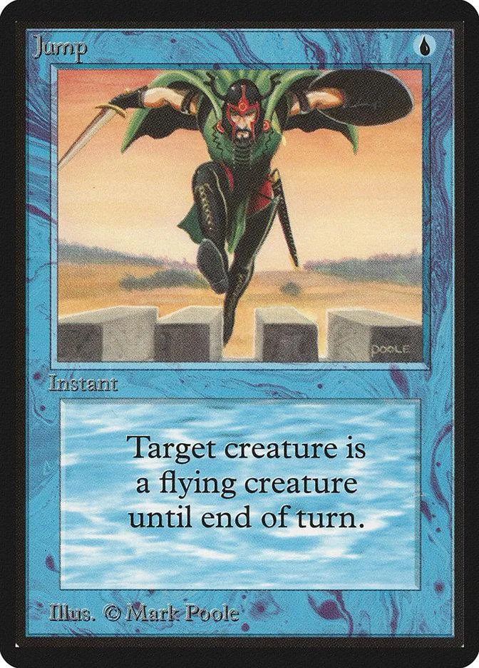 Green winged creature flying over landscape on a Magic: The Gathering card.