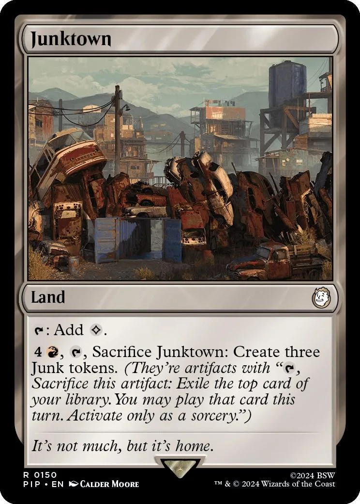 Card art depicts a desolate, industrial junkyard scene under a cloudy sky.