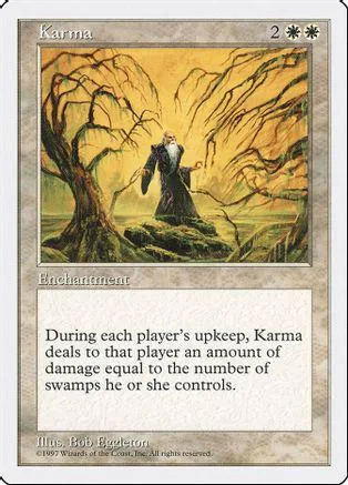Card art depicts a figure in a forest with gnarled trees.