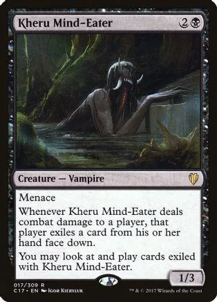 Dark vampire creature card art, black and green tones, showing a shadowy figure.