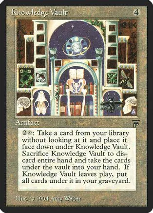 Blue and gold Magic: The Gathering card, Knowledge Vault, showing an ornate vault design.