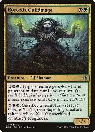 Dark, shadowy elf shaman creature card with green and black artwork.