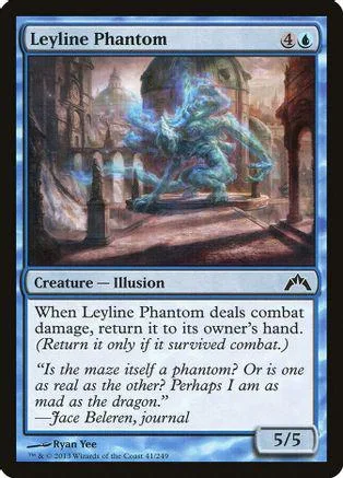 Blue spectral creature in dark, ruined landscape on a Magic: The Gathering card.