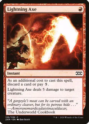 Card art shows a figure wielding a glowing axe against a fiery background.