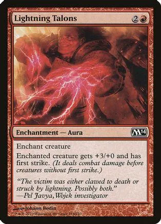 Red and orange lightning engulfs a figure on a collectible card.