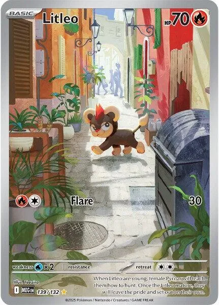 Small brown creature in city street scene on a holographic trading card.