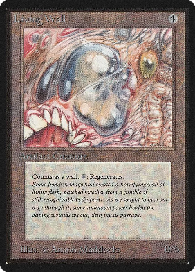 Card art depicts fleshy, grotesque wall with teeth and organic textures.