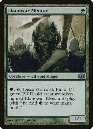 Dark elf figure with green foliage in a trading card frame.