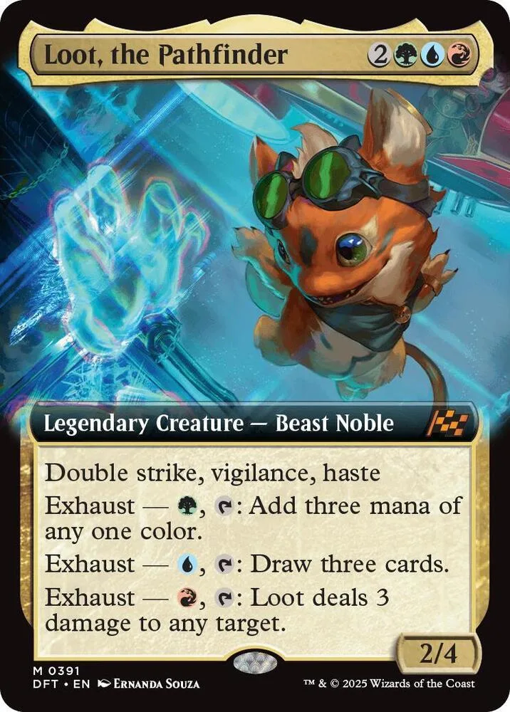Orange fox creature card with blue energy effect. Legendary creature.