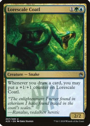 Green snake creature card art. Card shows a large, dark green serpent in a forest.